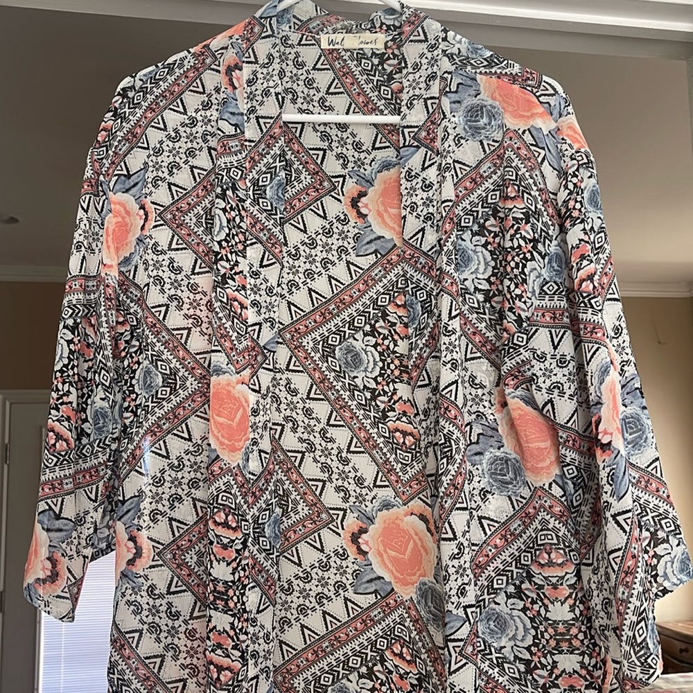 Maurices kimono light blue with flowers